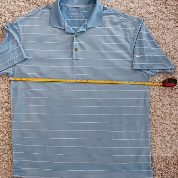 Nike Golf Shirt Men's Blue White Striped Pattern Short Sleeve Dry Fit Size Large - Picture 6 of 9